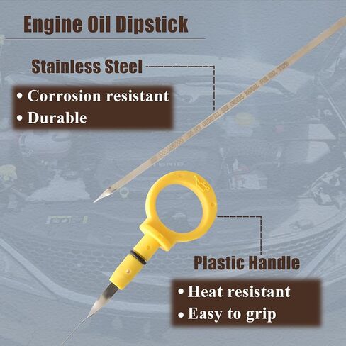 AUCERAMIC 4.0L Engine Oil Dipstick Fit for Jeep Cherokee XJ 1996-2001, for Jeep Grand Cherokee WJ/ZJ 1996-2004, for Jeep TJ/Wrangler TJ 1997-2006 Replaces# 917366 53010445AB in Saudi Arabia