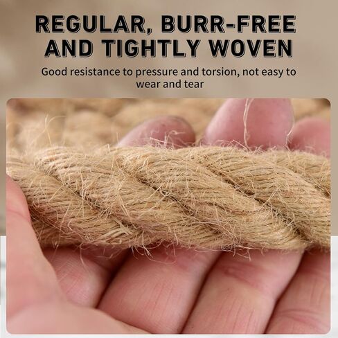 Natural Jute Rope 1 Inch x 50 FT, with a high-end Retro Look and Super Load-Bearing Performance. for Crafts, Porch Swing Rope for Decor, Railing, Landscaping (50 ft) in Saudi Arabia