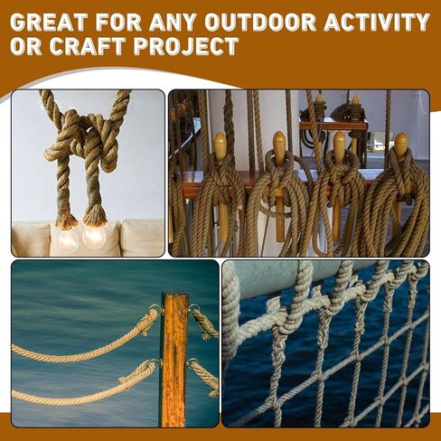 Natural Jute Rope 1 Inch x 50 FT, with a high-end Retro Look and Super Load-Bearing Performance. for Crafts, Porch Swing Rope for Decor, Railing, Landscaping (50 ft) in Saudi Arabia