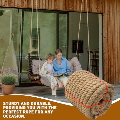 Natural Jute Rope 1 Inch x 50 FT, with a high-end Retro Look and Super Load-Bearing Performance. for Crafts, Porch Swing Rope for Decor, Railing, Landscaping (50 ft) in Saudi Arabia