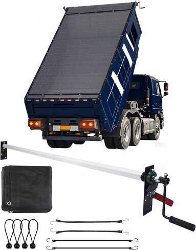 Duty Dump Truck Tarp Roller Kit with 7'x16' Mesh Tarp Hand Crank Tarp Roller Kit Adjustable Width Up to 113'' Aluminum Alloy Rust-Resistant with Complete Accessories for Dump Truck&Trailer in Kuwait