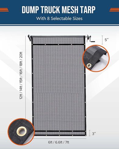 Duty Dump Truck Tarp Roller Kit with 7'x16' Mesh Tarp Hand Crank Tarp Roller Kit Adjustable Width Up to 113'' Aluminum Alloy Rust-Resistant with Complete Accessories for Dump Truck&Trailer in Saudi Arabia