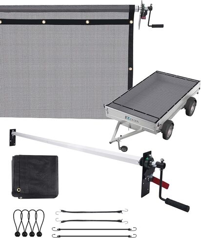 Duty Dump Truck Tarp Roller Kit with 7'x16' Mesh Tarp Hand Crank Tarp Roller Kit Adjustable Width Up to 113'' Aluminum Alloy Rust-Resistant with Complete Accessories for Dump Truck&Trailer in Saudi Arabia