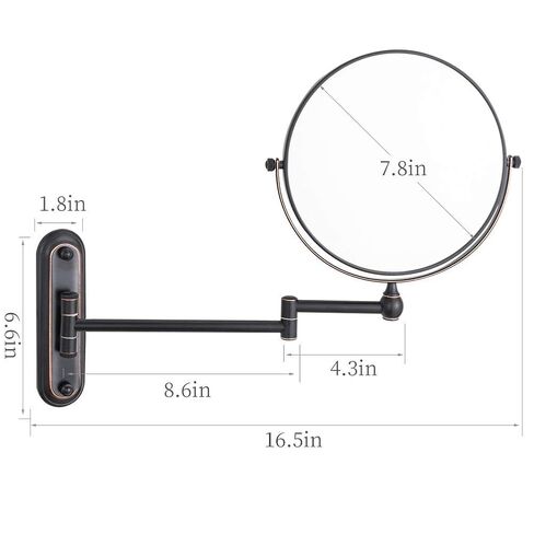 GURUN 8-Inch Wall Mount Makeup Mirror with 20X Magnification for Bathroom - 360° Rotation & Extended Arm Oil-Rubbed Bronze Dual-Sided Bathroom Mirror for Makeup, Skincare M1207T(8in,20X) in Kuwait