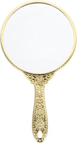 FRCOLOR Retro Handheld Mirror Women Portable Compact Makeup Hand Mirror with Handle Vintage for Women Girls Home Travel 9.44X5.11Inch in Saudi Arabia