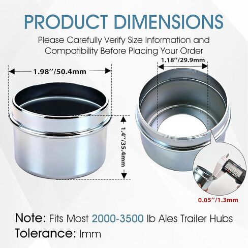 أغطية غبار لمحور المقطورة مقاس 1.98 بوصة، غطاء شحم محمل المحور لمقطورة القارب بوزن 2000-3500 رطل، والتخييم والمركبات الترفيهية - متوافقة مع محاور Dexter EZ Lube، وتتضمن سدادتين مطاطيتين إضافيتين لختم آمن in Kuwait