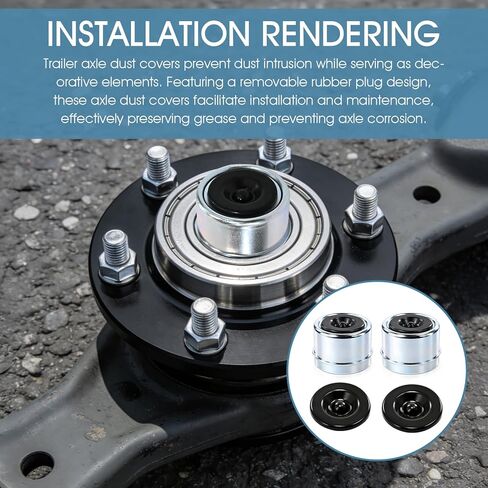 أغطية غبار لمحور المقطورة مقاس 1.98 بوصة، غطاء شحم محمل المحور لمقطورة القارب بوزن 2000-3500 رطل، والتخييم والمركبات الترفيهية - متوافقة مع محاور Dexter EZ Lube، وتتضمن سدادتين مطاطيتين إضافيتين لختم آمن in Kuwait