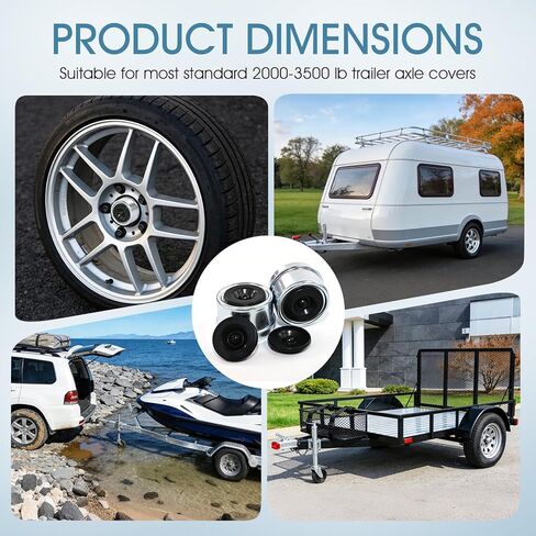 أغطية غبار لمحور المقطورة مقاس 1.98 بوصة، غطاء شحم محمل المحور لمقطورة القارب بوزن 2000-3500 رطل، والتخييم والمركبات الترفيهية - متوافقة مع محاور Dexter EZ Lube، وتتضمن سدادتين مطاطيتين إضافيتين لختم آمن in Kuwait