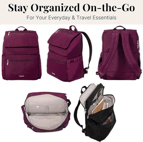 Baggallini Flap Laptop Backpack - 15"x11" Lightweight Work Travel Bag w/Luggage Sleeve & RFID in Saudi Arabia