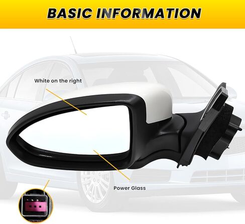 Left Driver Side White Mirror Compatible with 2011-2015 Cruze Side Door Mirror w/Manual Folding & Power Glass w/o Turn Signal and w/o Heated GM1320420 19257120 (3 Pins White Left) in Saudi Arabia
