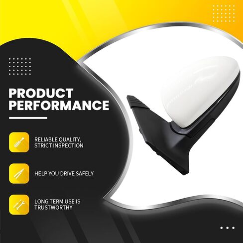 Left Driver Side White Mirror Compatible with 2011-2015 Cruze Side Door Mirror w/Manual Folding & Power Glass w/o Turn Signal and w/o Heated GM1320420 19257120 (3 Pins White Left) in Saudi Arabia