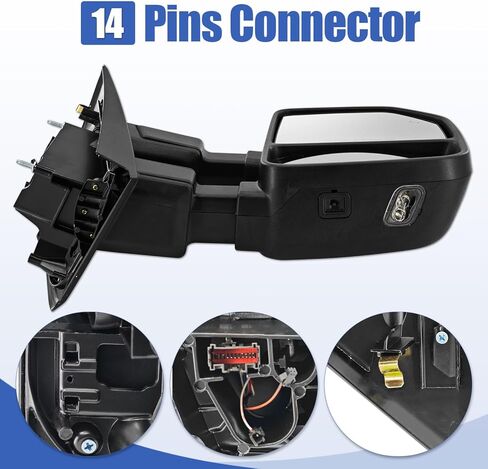 Passenger Side Tow Mirror Fits for Ford F250 F350 F450 F550 2017-2022 Support Power Glass Adjust Heated with BSM Signal Light with Turn Signal Light Puddle Light Temperature Sensor Manual Folding in Kuwait