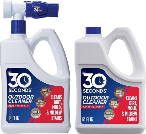 30 SECONDS Mold and Mildew Stain Remover | Outdoor Cleaner | Rapid Results, Cleans Algae, Dirt, and Grime from Fences, Siding, Concrete, Deck | 64 oz. Hose End Spray Bottle - 3 Pack in Kuwait