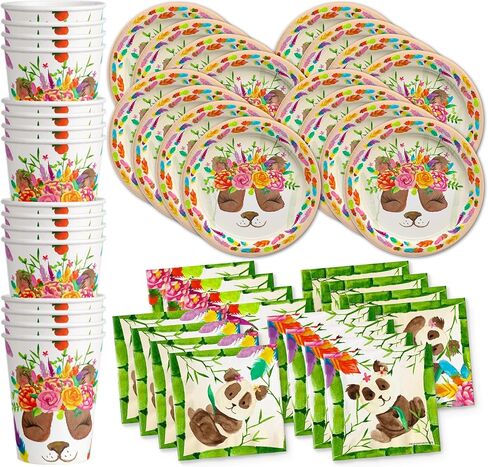 Giraffe Floral Birthday Party Supplies - Giraffe Party Supplies - Zoo Animal Party Supplies - Safari Animal Party Supplies | Tableware Set Includes Plates Napkins and Cups | Kit for 16 in Saudi Arabia