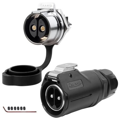 CNLINKO 8 Pin 15Amp Power Industrial Circular Connector, Male Plug & Female Panel Mount Receptacles Socket Jack, Rated 15amp, Outdoor Waterproof IP67, Easy Plug and Pull, AC DC in Kuwait