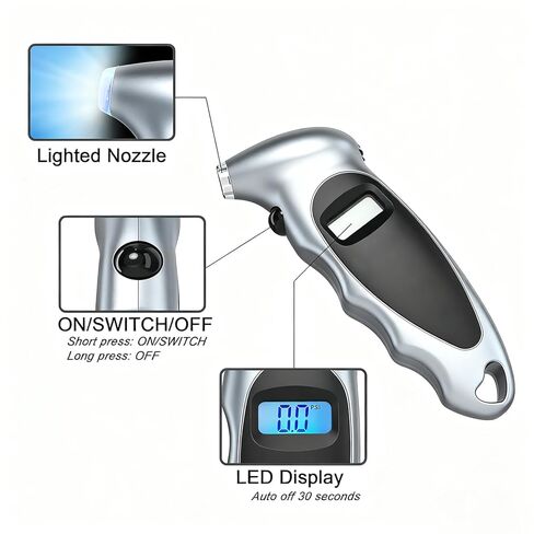 Tire Pressure Gauge 0-150PSI, Accurate in 0.1 Increments, Tire Pressure Gauge with Backlit LCD and Presta Valve Adaptor, 4 Units of Measurement for Car Truck Bicycle, Silver in Saudi Arabia