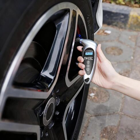 Tire Pressure Gauge 0-150PSI, Accurate in 0.1 Increments, Tire Pressure Gauge with Backlit LCD and Presta Valve Adaptor, 4 Units of Measurement for Car Truck Bicycle, Silver in Saudi Arabia