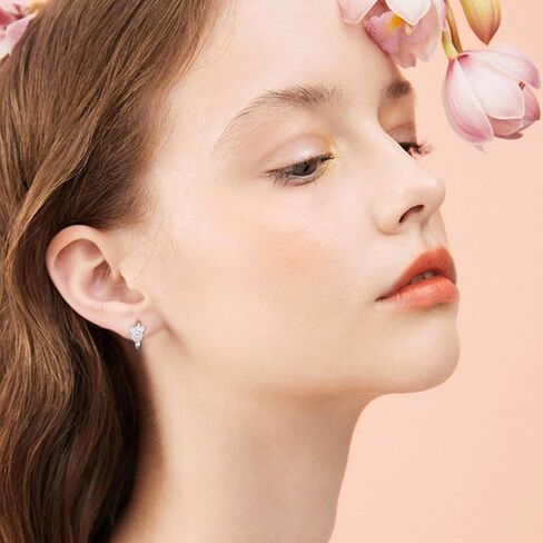 أقراط الفأر العصرية من الفضة الإسترليني حلق هوجي هوب مكعب زركونيا حلق أنيق مطلي بالذهب الأبيض مجوهرات مضادة للحساسية هدية عيد ميلاد للنساء in Kuwait