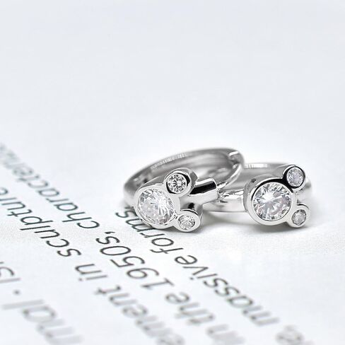 أقراط الفأر العصرية من الفضة الإسترليني حلق هوجي هوب مكعب زركونيا حلق أنيق مطلي بالذهب الأبيض مجوهرات مضادة للحساسية هدية عيد ميلاد للنساء in Kuwait