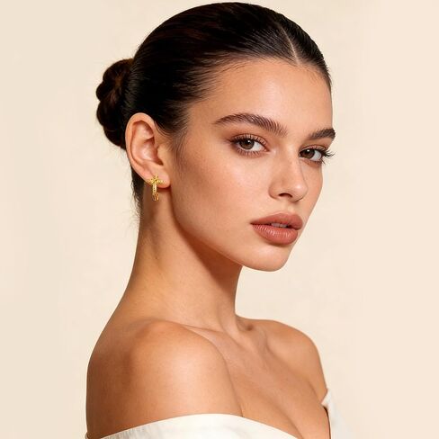 YUJIE Gold Cross Earrings for Women 18K Gold Plated Twisted Rope Knot Hoop Earrings Jewelry in Saudi Arabia