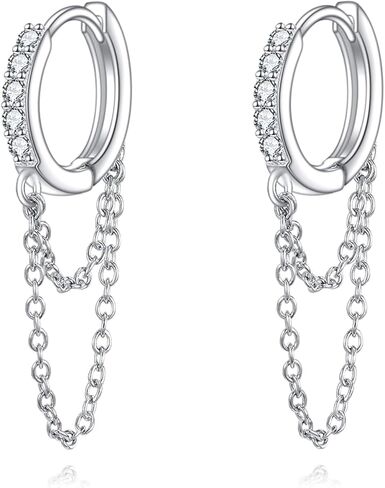 VONALA 925 Sterling Silver Chain Hoop Earrings Zircon Dangle Earrings Jewelry for Women in Saudi Arabia