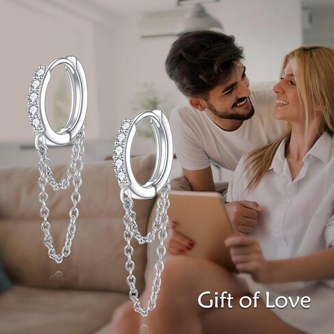 VONALA 925 Sterling Silver Chain Hoop Earrings Zircon Dangle Earrings Jewelry for Women in Saudi Arabia