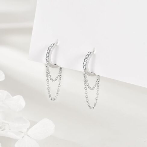 VONALA 925 Sterling Silver Chain Hoop Earrings Zircon Dangle Earrings Jewelry for Women in Saudi Arabia