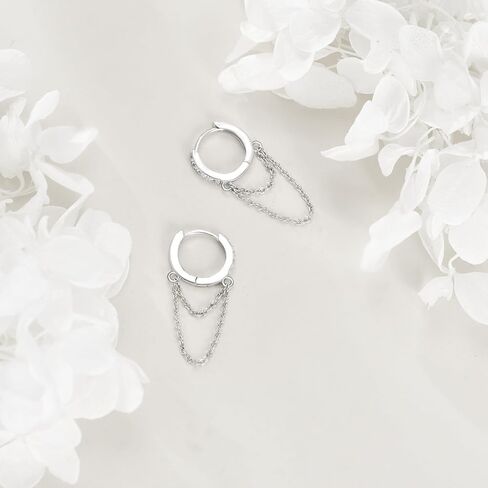 VONALA 925 Sterling Silver Chain Hoop Earrings Zircon Dangle Earrings Jewelry for Women in Saudi Arabia