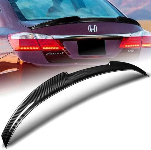 Black Real Carbon Fiber V-Style Rear Trunk Lid Spoiler Wing Compatible with 2013-2017 Honda Accord 4DR Sedan, 2014 2015 2016 in Saudi Arabia