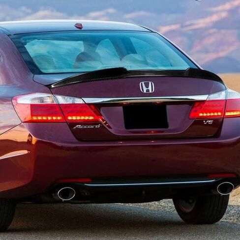Black Real Carbon Fiber V-Style Rear Trunk Lid Spoiler Wing Compatible with 2013-2017 Honda Accord 4DR Sedan, 2014 2015 2016 in Saudi Arabia