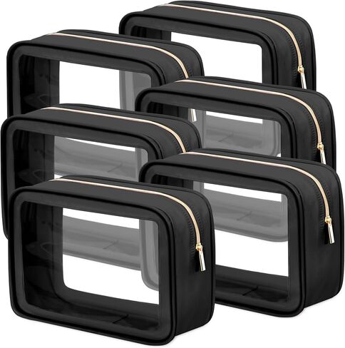 Hsei 6 Pcs Clear Makeup Bags with Color Edged TSA Approved Travel Toiletry Bags with Zipper Clear Cosmetic Bag Diaper Bag for Car Storage Organizer Wedding Essentials for Women Gift(Blue) in Kuwait