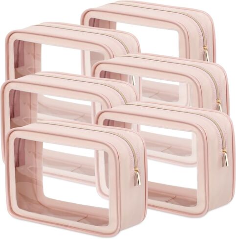 Hsei 6 Pcs Clear Makeup Bags with Color Edged TSA Approved Travel Toiletry Bags with Zipper Clear Cosmetic Bag Diaper Bag for Car Storage Organizer Wedding Essentials for Women Gift(Blue) in Saudi Arabia