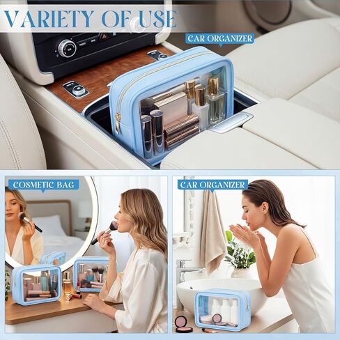 Hsei 6 Pcs Clear Makeup Bags with Color Edged TSA Approved Travel Toiletry Bags with Zipper Clear Cosmetic Bag Diaper Bag for Car Storage Organizer Wedding Essentials for Women Gift(Blue) in Saudi Arabia