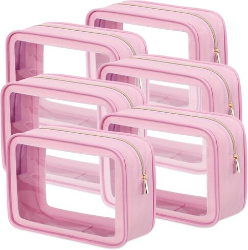 Hsei 6 Pcs Clear Makeup Bags with Color Edged TSA Approved Travel Toiletry Bags with Zipper Clear Cosmetic Bag Diaper Bag for Car Storage Organizer Wedding Essentials for Women Gift(Blue) in Saudi Arabia