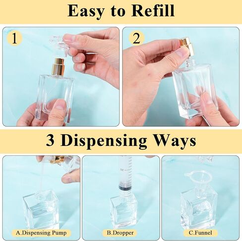12 Pack Refillable Glass Perfume Bottles - Premium Square Gold Atomizer Spray Bottles, Leak-Proof Portable Empty Perfume Containers for Travel, Purse, Gym & Home Office Use in Saudi Arabia