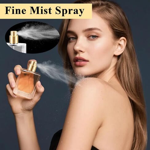 12 Pack Refillable Glass Perfume Bottles - Premium Square Gold Atomizer Spray Bottles, Leak-Proof Portable Empty Perfume Containers for Travel, Purse, Gym & Home Office Use in Saudi Arabia