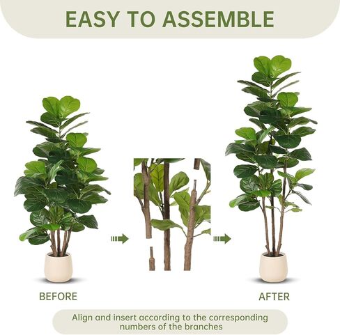 Realead 6ft Fiddle Leaf Fig Tree Artificial with Tall Exquisite Planter - Tall Faux Fiddle Leaf Fig Tree with Natural Trunk and Lifelike Leaves - Fake Fig Tree for Home Living Room Indoor Decor in Saudi Arabia