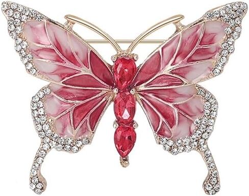 Pink Butterfly Brooches and Pins Crystal Butterfly Insect Safty Pin Dress Coat Suit Decor in Saudi Arabia
