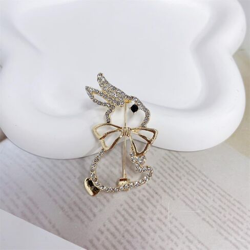 Cute Rabbit Bow Imitation Rhinestones Brooch Pin for Women Girls Gold-Tone Animal Bunny Lapel Pins Badge Accessory for Suit Dress Clothing Hat Bag Fashion Jewelry for Easter Day Party 50mm in Saudi Arabia