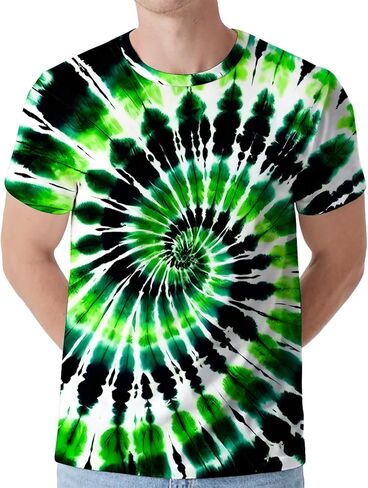 Men's Tie Dye Shirt Hippies Senior Short Sleeve Tees Crew Neck T Shirts in Saudi Arabia