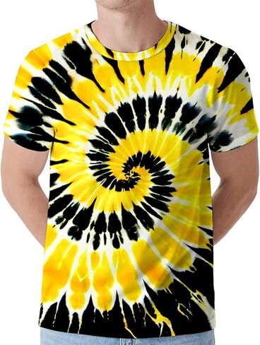 Men's Tie Dye Shirt Hippies Senior Short Sleeve Tees Crew Neck T Shirts in Saudi Arabia