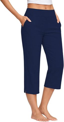 Capris Pants for Women Cotton Linen Casual Lightweight Summer 2026 Straight Wide Leg Loose Cropped Lounge Trousers in Saudi Arabia