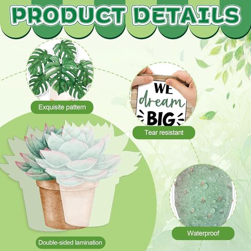 Spring Greenery Bookshelf Bulletin Board Motivational Quotes Potted Plant Cutouts Amazing Things Happen Here Classroom Bulletin Board Decoration for Back to School Chalkboard Wall Door Decorations in Saudi Arabia