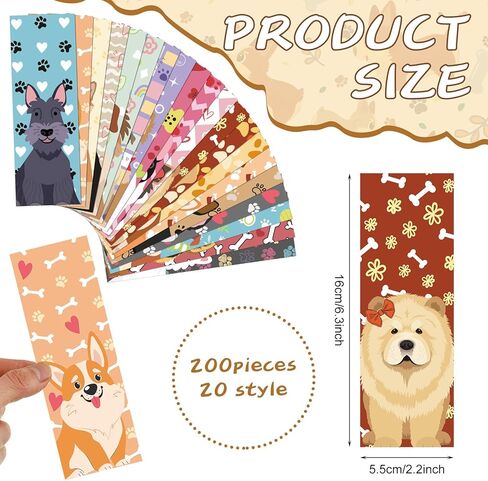 Kosiz 200 Pcs Dog Bookmarks Cute Book Markers Bulk Assorted Fun Dog Bookmarks Set Inspirational Pet Cartoon Book Lovers Mark for Holiday Reading Gift in Saudi Arabia