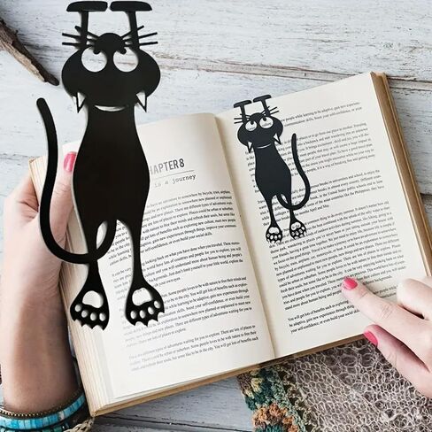 2pcs Acrylic Hollow Kitten Bookmark – Cute Cat Animal Cartoon Bookmark for Students, Blac in Saudi Arabia