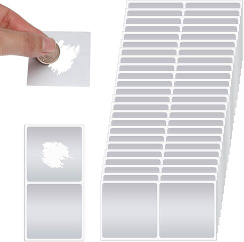 2 Inch Silver Scratch Off Labels, 50 PCS Rectangle Self-Adhesive DIY Scratch-Off Cards Scratch Stickers Scratch-Off Stickers for Making Surprise Reward Cards and Raffle Ticket, Silver in Kuwait