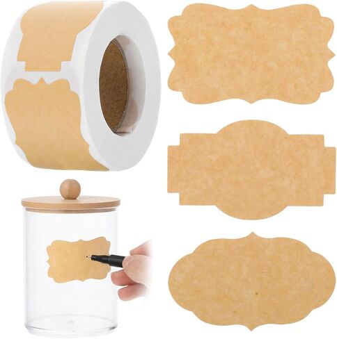 500PCS 1.3" X 2.36" Natural Kraftpaper Label Stickers, Self Adhesive Blank Stickers, Canning Labels for Mason Jars Holiday Christmas Gift Tags Craft Decorations Envelope Labels in Saudi Arabia