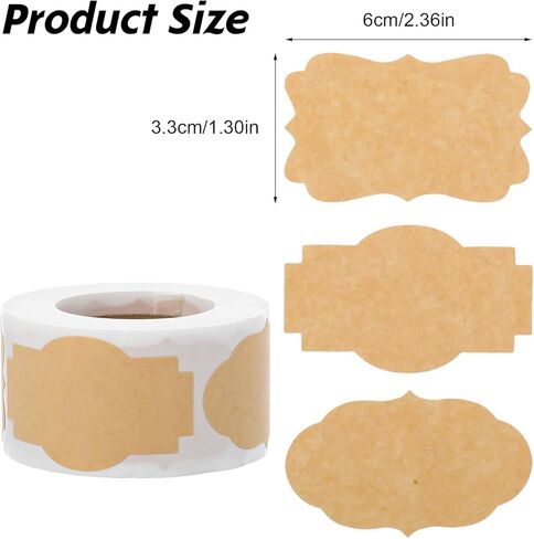 500PCS 1.3" X 2.36" Natural Kraftpaper Label Stickers, Self Adhesive Blank Stickers, Canning Labels for Mason Jars Holiday Christmas Gift Tags Craft Decorations Envelope Labels in Saudi Arabia