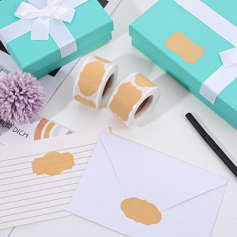 500PCS 1.3" X 2.36" Natural Kraftpaper Label Stickers, Self Adhesive Blank Stickers, Canning Labels for Mason Jars Holiday Christmas Gift Tags Craft Decorations Envelope Labels in Saudi Arabia