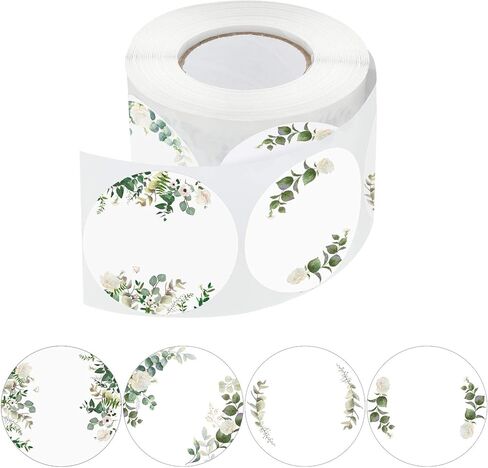 500 Pieces Canning Jars Labels Stickers Round Self Adhesive Stickers Lid Labels Roll 2 Inch Floral Canning Label Sticker for Storage Organizing Tags Envelop Seal, 4 Designs (White) in Saudi Arabia